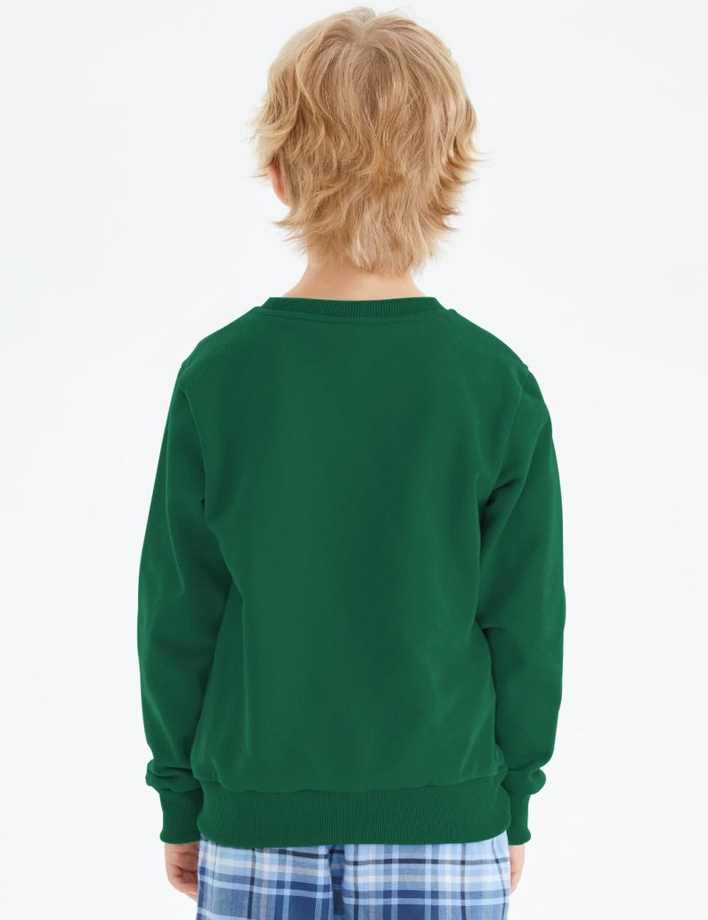 Spring&Gege Youth Basic Sport Crewneck Pullover Sweatshirts for Boys and Girls Size 9-10 Years Dark Green - Image 4